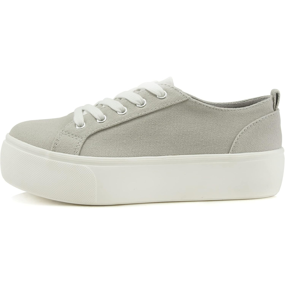 Women’s Double Deck Platform Lace Up Fashion Sneaker Light Grey Petal-G Size 6.5 - Picture 4 of 5